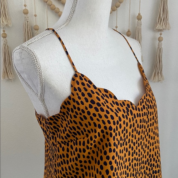 J. Crew leopard print cami tank top scalloped cami golden yellow contemporary 4 - Picture 6 of 16